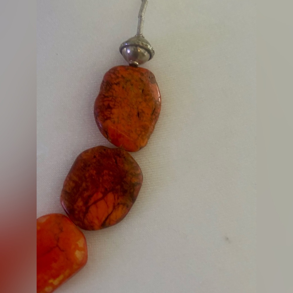 Howlite Orange Slab Necklace - Picture 8 of 10